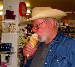 Ray eating  frozen yogurt