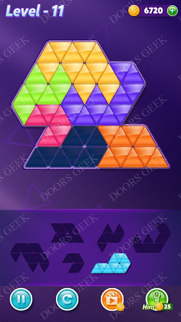 Block! Triangle Puzzle Intermediate Level 11 Solution, Cheats, Walkthrough for Android, iPhone, iPad and iPod