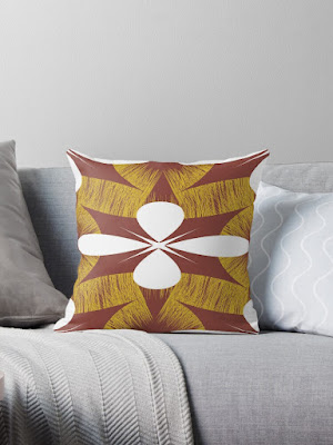 Red, Yellow, and White Seamless Floral Pattern Throw Pillow