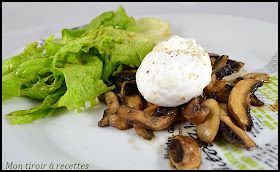 champignons rotis oeuf poché
