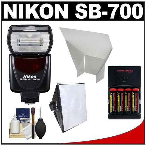 Nikon SB-700 AF Speedlight Flash with Softbox + Bounce Reflector + (4) Batteries & Charger + Accessory Kit for D40, D60, D3000, D3100, D5000, D5100, D7000, D300s, D3 &amp, D3s Digital SLR Cameras