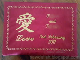 Embroidered Satin envelope front