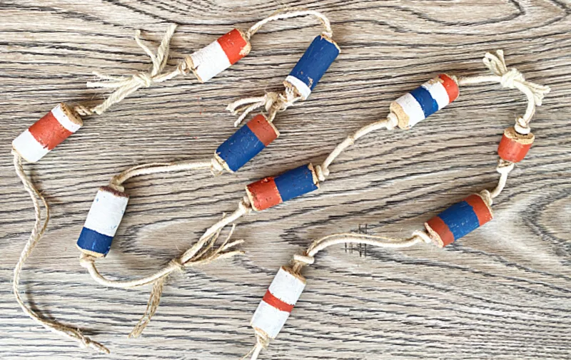 red white and blue buoy garland