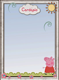 arte para impressão cardápio para festa com a Peepa Pig