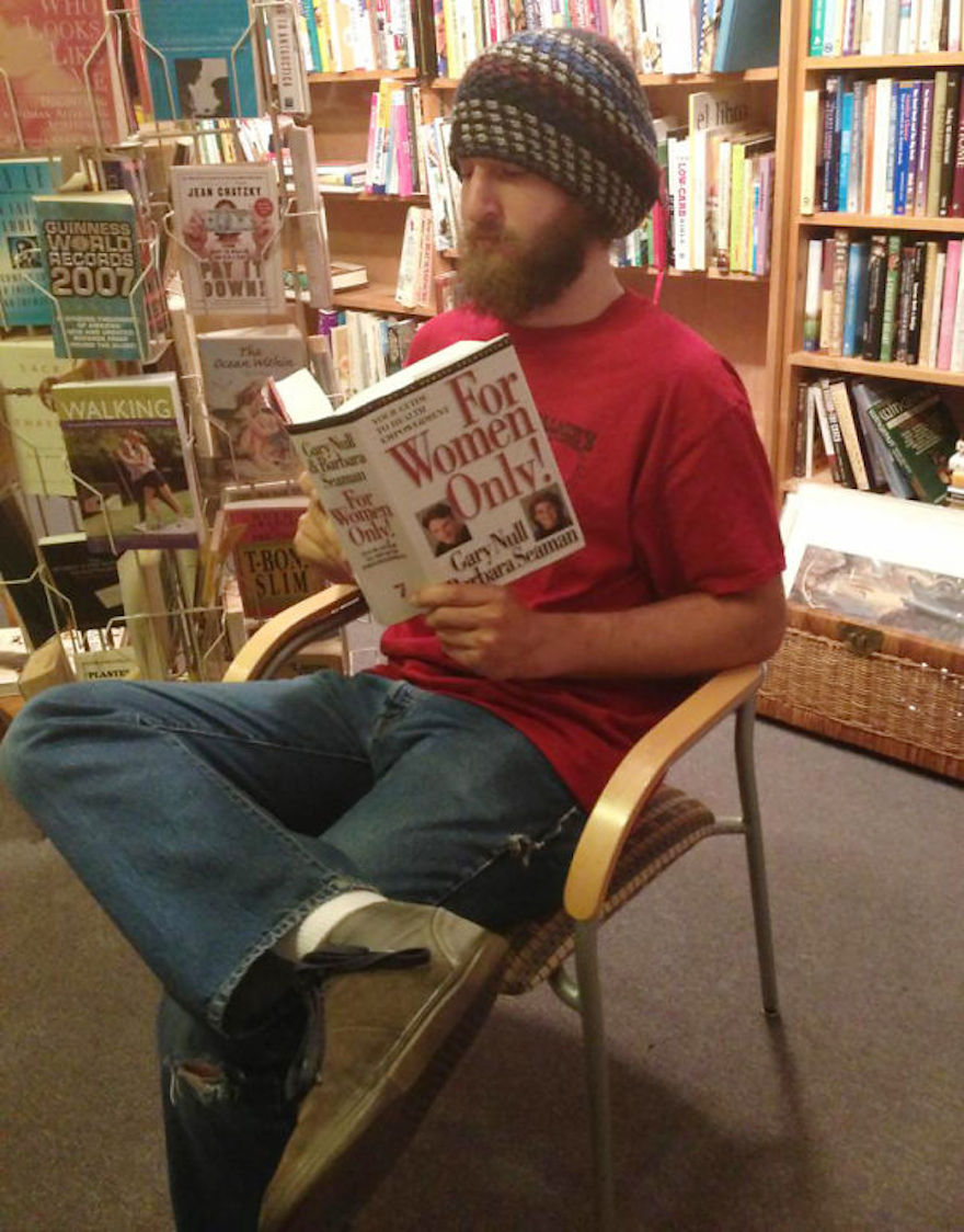 17 Hilarious Pictures Of People Reading All The Wrong Books In Public - Rebel Without A Cause