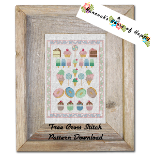 sweet shop candy store cross stitch sampler