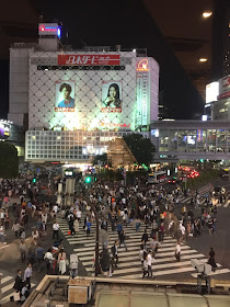 Famous Shibuya crossing at night
