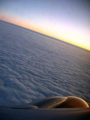 view from a plane at sunset