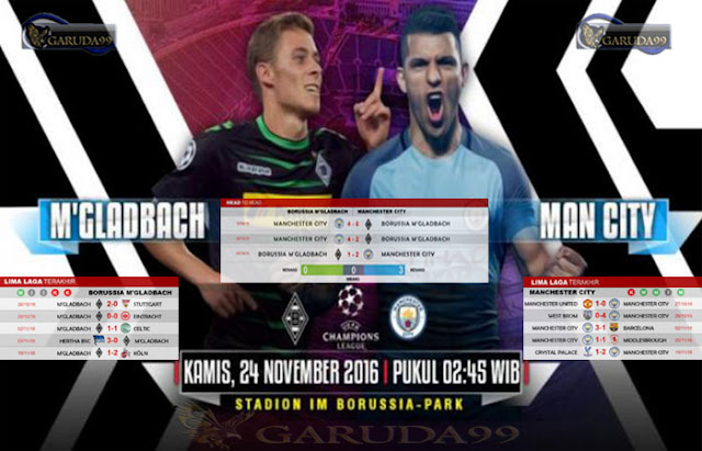 Prediksi Skor Monchengladbach vs Manchester City UEFA Champions League 24 November 2016