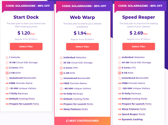 HostArmada shared hosting pricing