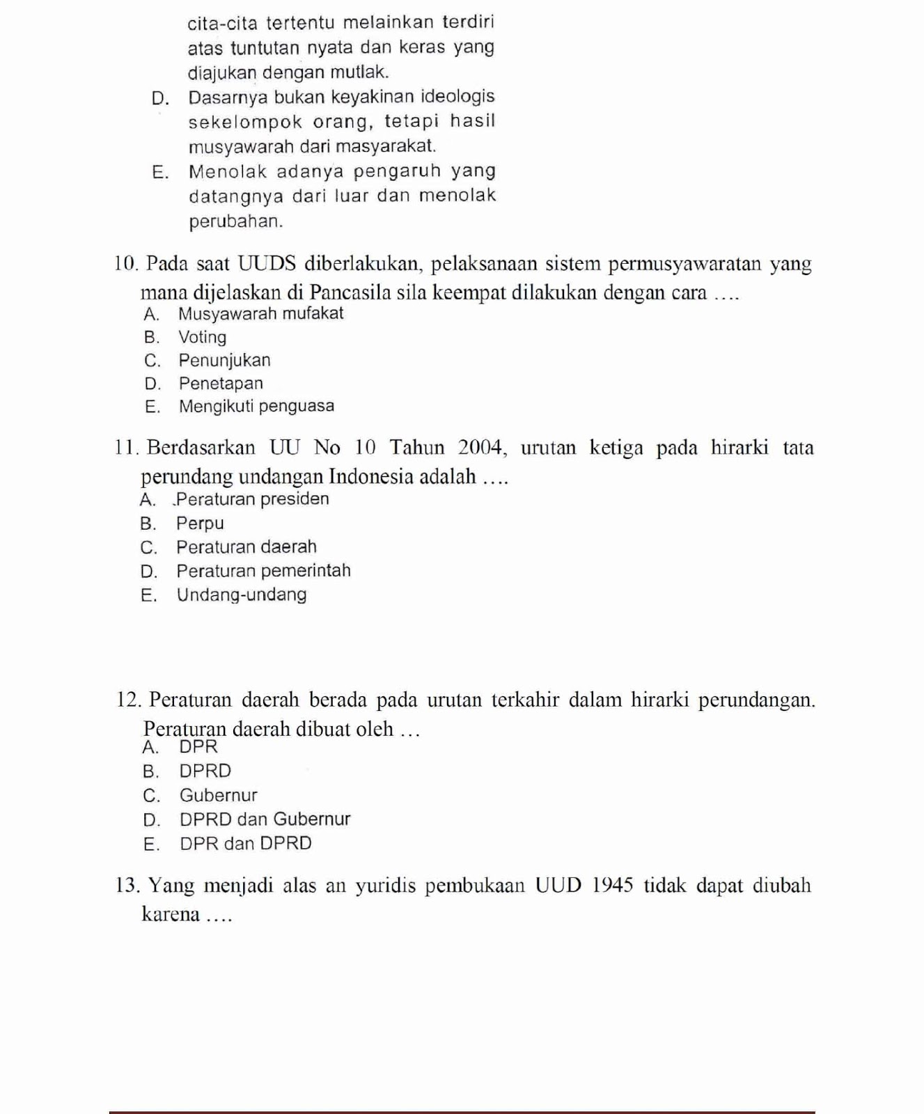 Soal Tes Wawasan Kebangsaan Kampus Kedinasan Perguruan Tinggi