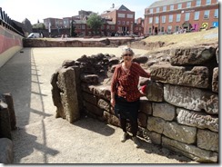 Elaine at the Roman Amphitheatre in Chester, England - Not in Rome