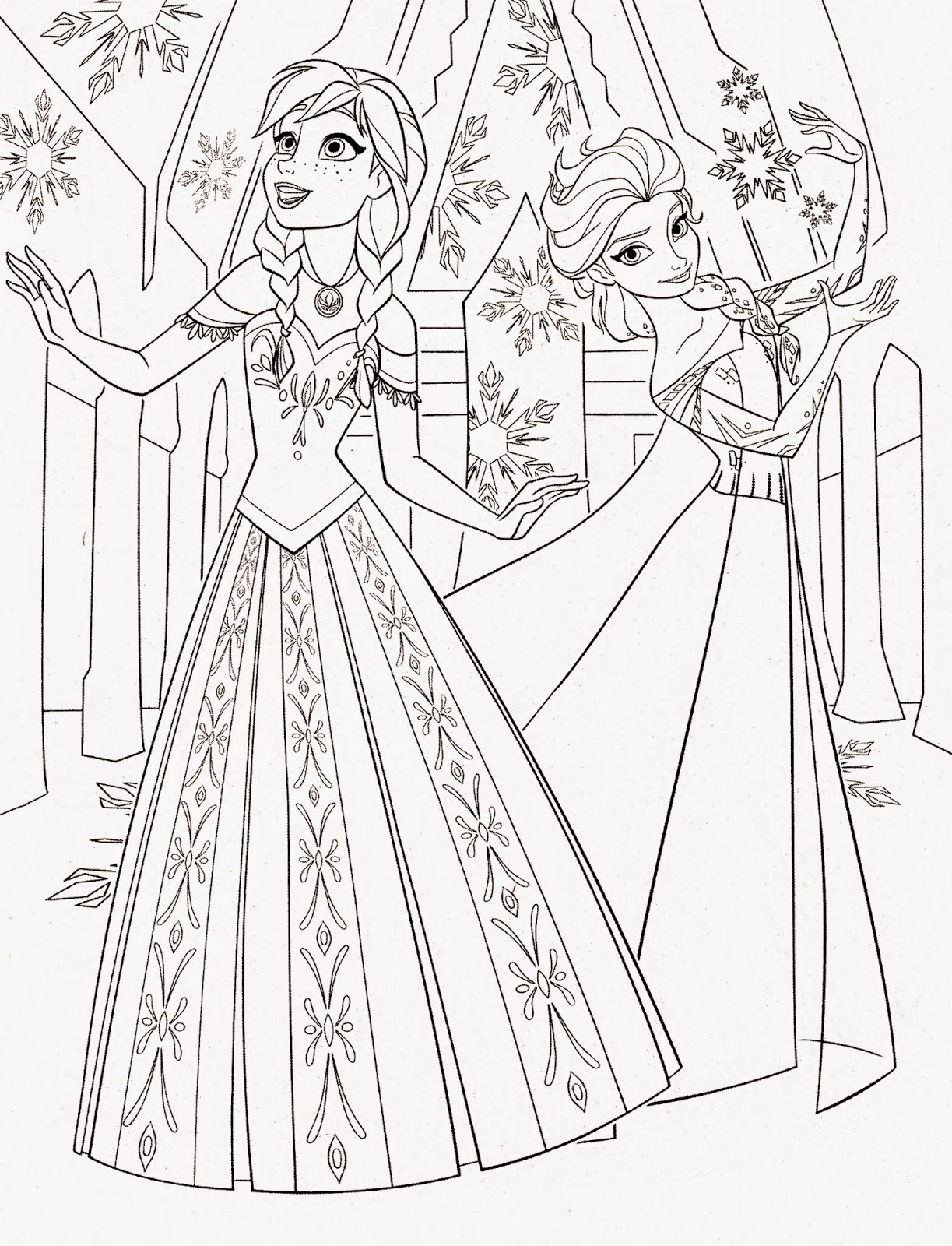 Disney Princess Frozen Elsa and Anna Coloring Pages