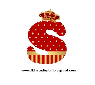 Abecedario Realeza con Corona Rojo y Dorado. Red and Gold Free Printable Alphabet with Crowns.
