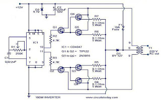  Skema  Inverter  DC to AC 220V 200 Watt Kampung Elek Trik