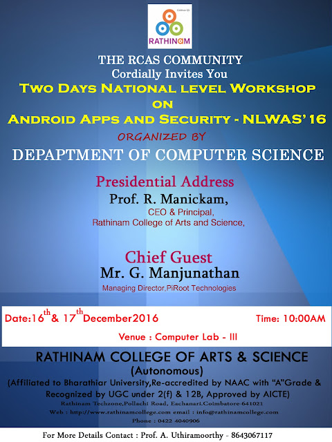 National Level Workshop on Android App - Invitation