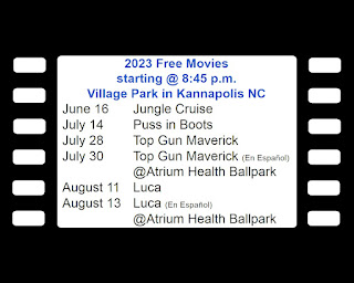 2023 Free Movies at Village Park in Kannapolis NC