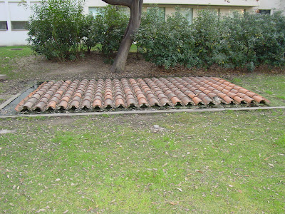 Tiled roof in sculpture Garden - Barcelona Sights