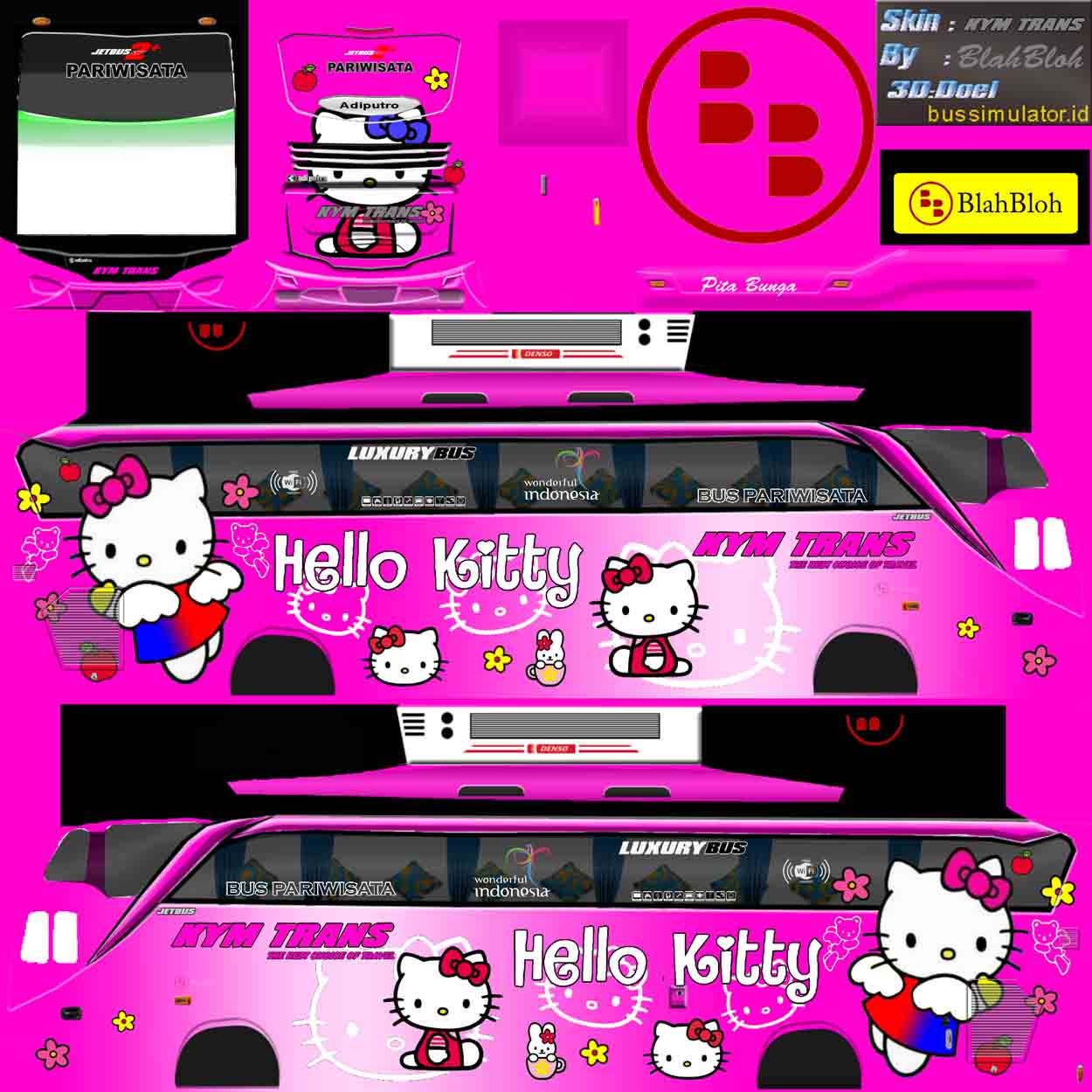 bussid livery hello kitty png