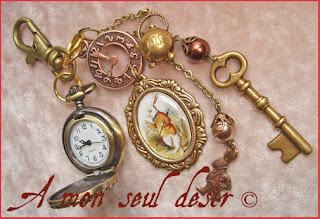 Bijou de Sac Alice au Pays des Merveilles Le Lapin Blanc Montre Gousset White Rabbit PocketWatch Bag Charm