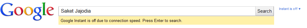 Google Instant is off due to connection speed. Press Enter to search.