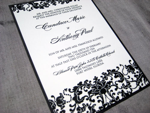 Blush Paperie Black Thermography Wedding Invitations