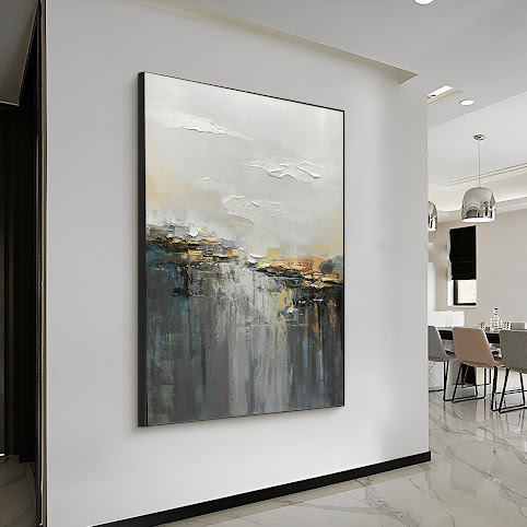 Black and White Landscape Oil Painting on Canvas - Noho Art Gallery
