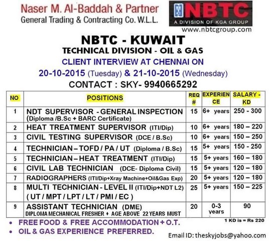 NBTC Kuwait Oil & Gas project