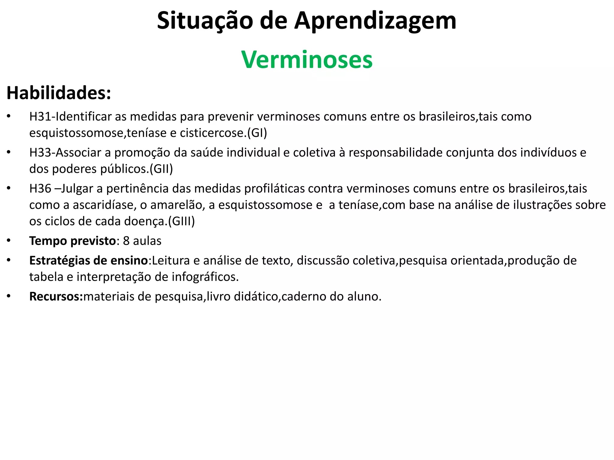 Atividades verminoses 7 ano