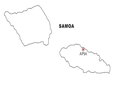 Mapa de Samoa para colorear
