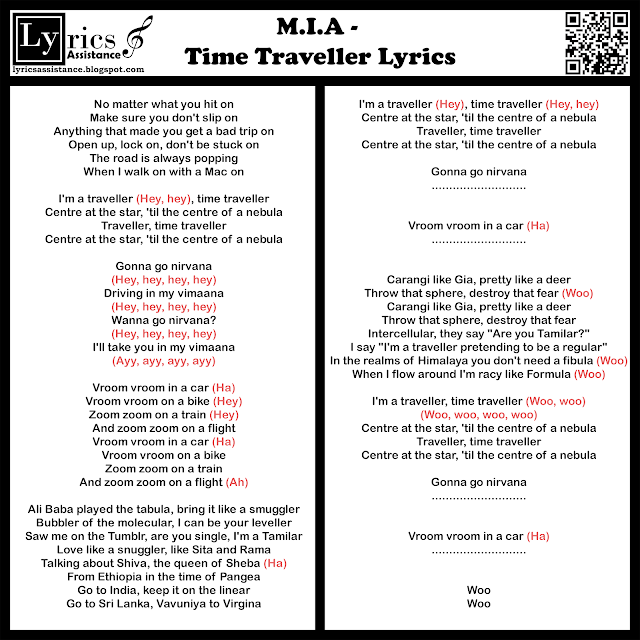 M.I.A - Time Traveller Lyrics | lyricsassistance.blogspot.com