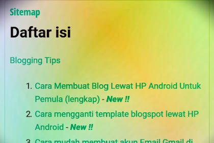 Cara Membuat Sitemap Daftar Isi di blogspot