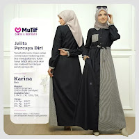 Koleksi Mutif Terbaru Gamis Karina Black Baju Dress Muslimah Lengan Panjang Cantik Stylish Anggun Elegant