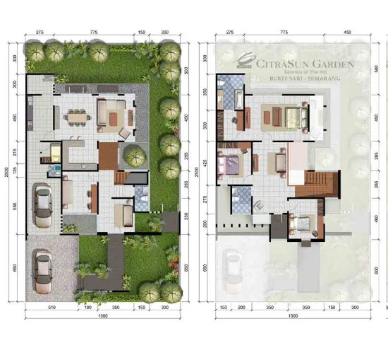 Denah rumah minimalis ukuran 15x25 meter