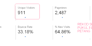 Rekod UV or PV di Google Analytics lagi tepat..