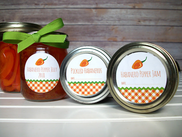 Gingham Habanero Pepper Mason Jar Labels