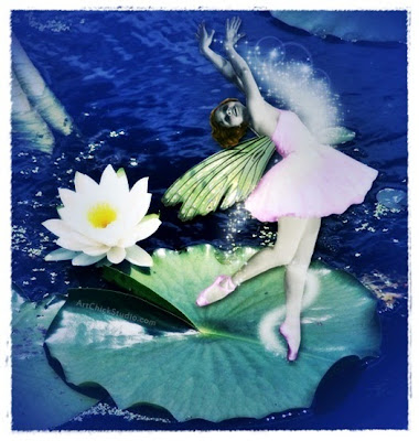 Lily Pad Flower Fairy Digital Collage