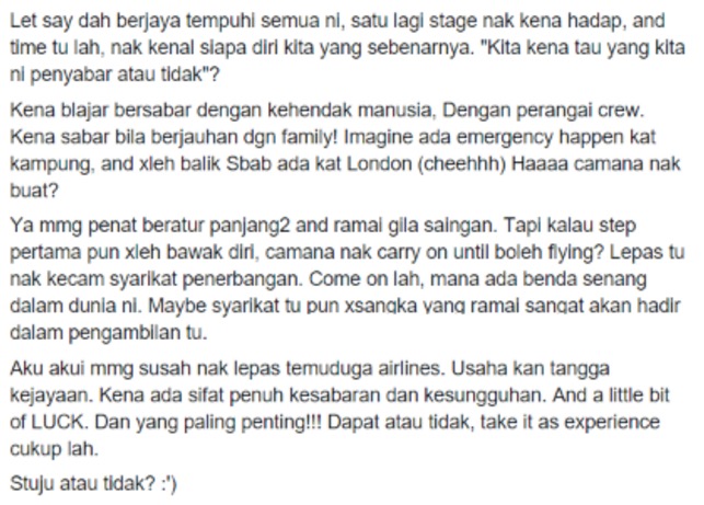 Apa Kata Pramugari MAS Mengenai Calon Temuduga Rayani Air