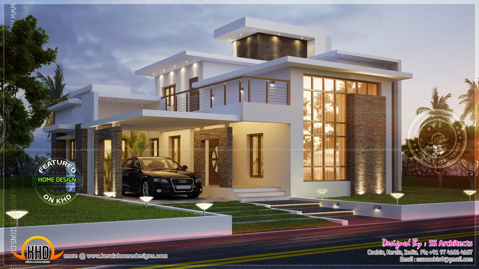 Awesome 3000  sq  feet  contemporary  house  Home  Kerala Plans 