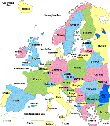 Europe countries map