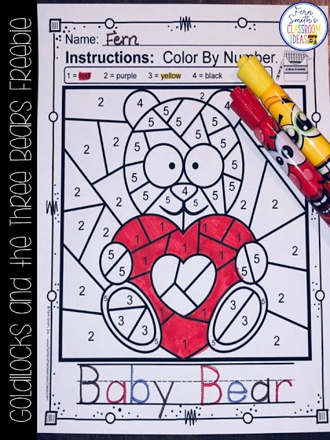  Goldilocks and the Three Bears Kindergarten Week 3 Small Group & Centers Freebie