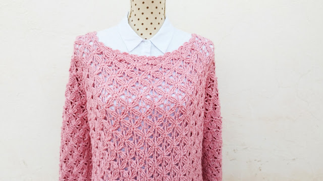 Crochet Imagen Increible blusa rosa a crochet y ganchillo por Majovel Crochet DIY bareta domble, punto bajo labor muestra hobby