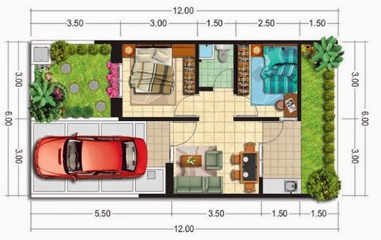 32 Denah  Rumah  Minimalis Type  36  1 Lantai Terbaru 