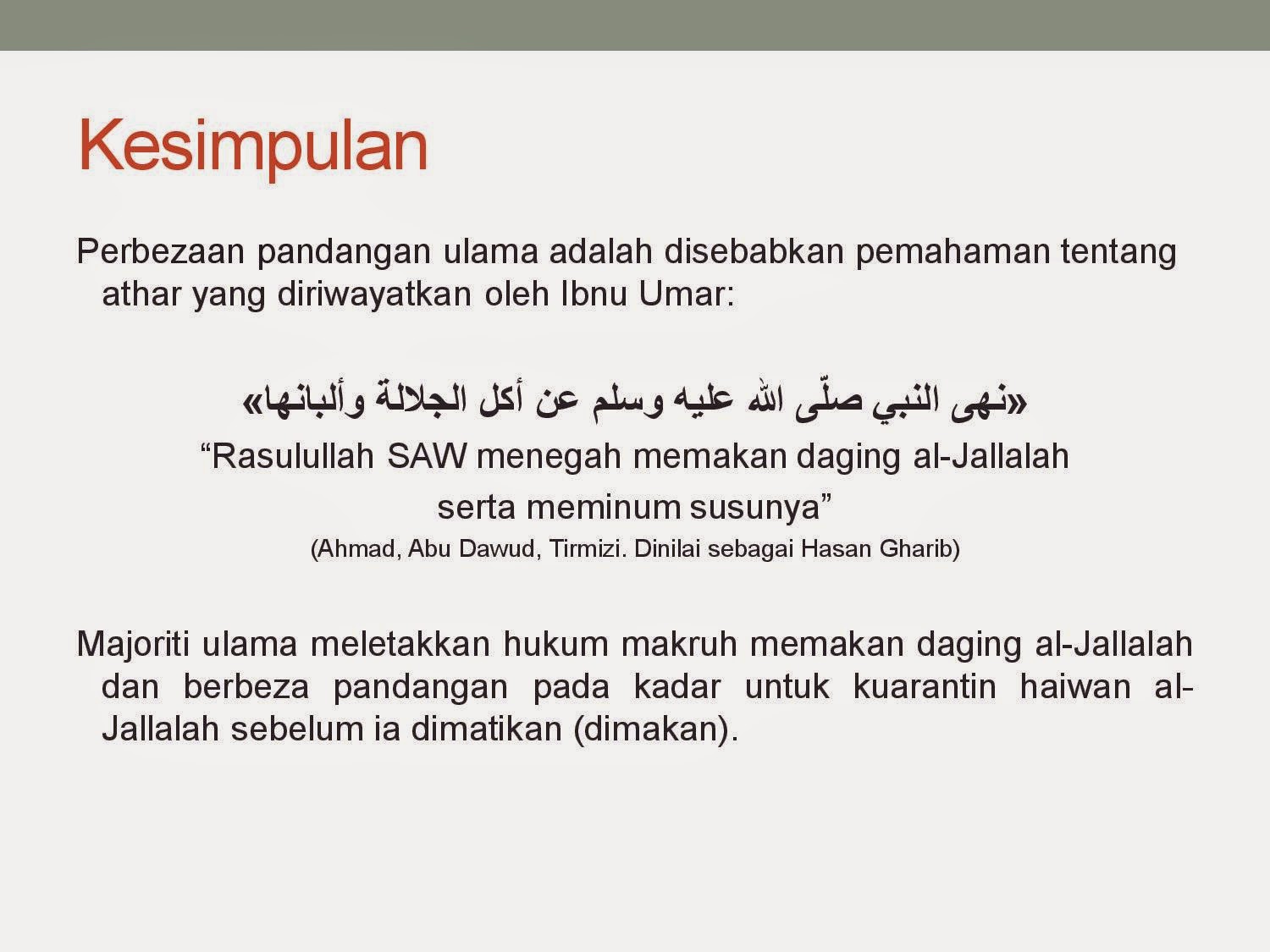 Haiwan al-Jallalah - Usrah Fiqh Makanan - Tercetus Satu 