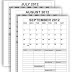 Monthly Calendars for July, August & September