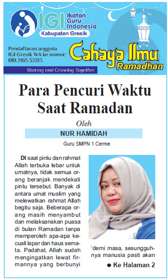 Tulisan Hari ke-3 Program Cahaya Ilmu Ramadhan tahun 2019