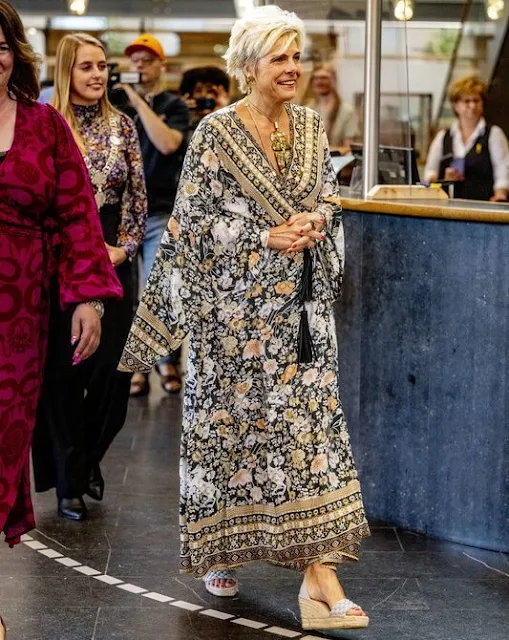 Princess Laurentien wore free spirit print long sleeve midi dress by Etro. Reading and Writing Foundation