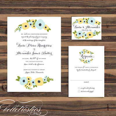 romantic hand drawn floral printable diy wedding invitation