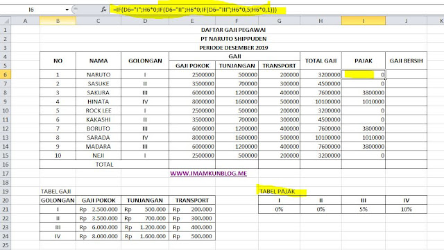 Cara Menghitung Gaji Bersih Karyawan Dengan Rumus Excel