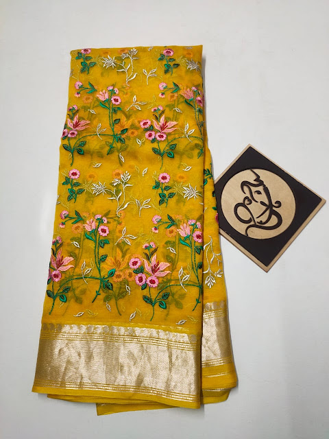 Beautiful kora all over work sarees buy online 